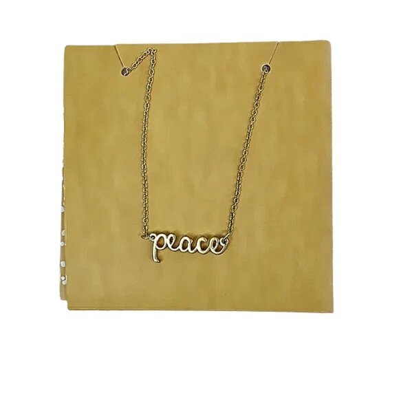 Peace Gift Necklace Gift Card Set Chain Necklace With Gift Holder Gold - Picture 1 of 5